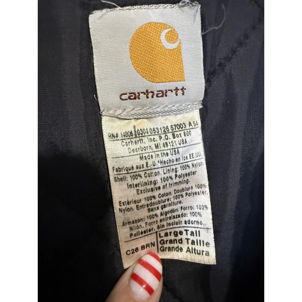 Vintage Carhartt Brown Canvas Jacket Coat Men's Size Large Tall Quilted Chore